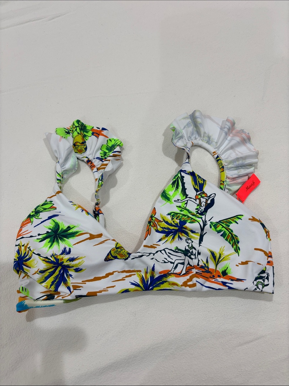 Maaji reversible  Tropical Print Girls Bikini tops  with Green, Blue & Orange